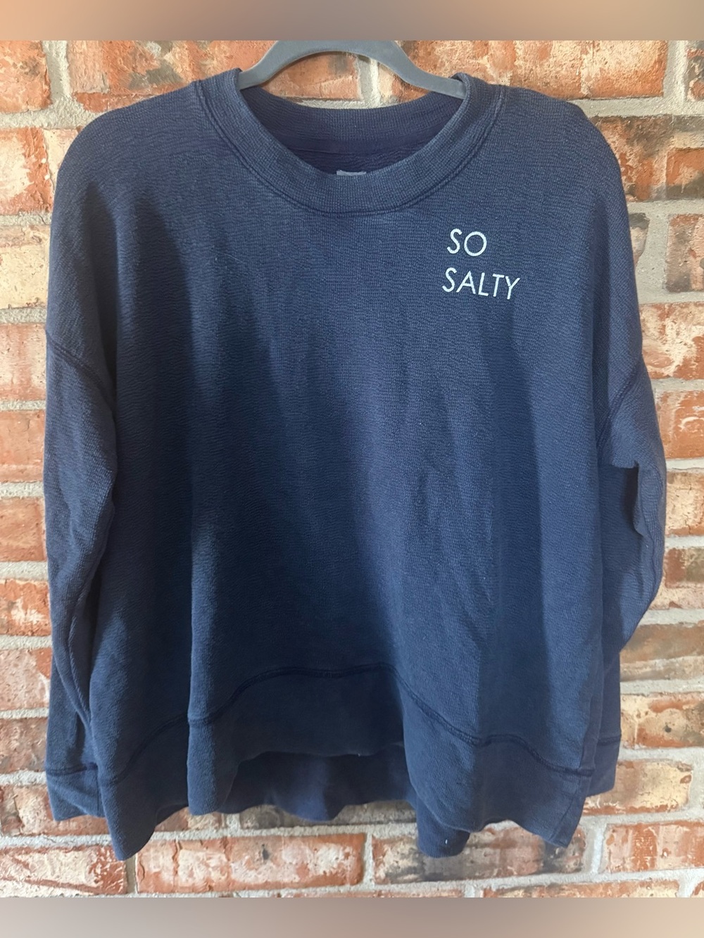 aerie Navy 'SO SALTY' Crewneck lightweight Sweatshirt